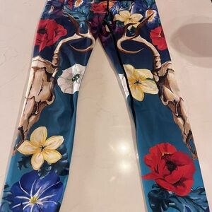 Yoga Democracy Floral Skull Print Leggings